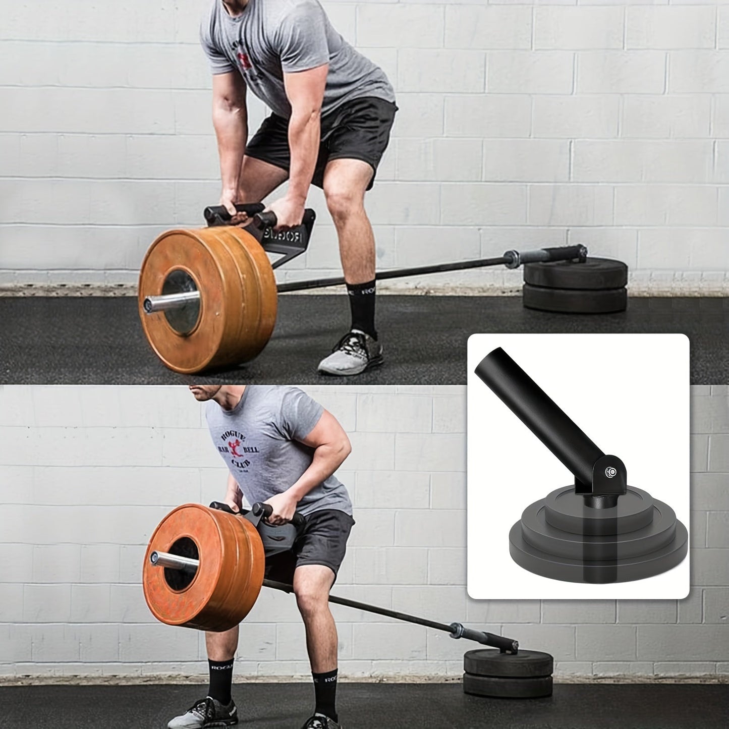Heavy Duty T-Bar Row Barbell Attachment - High-Quality Iron(Black)-3