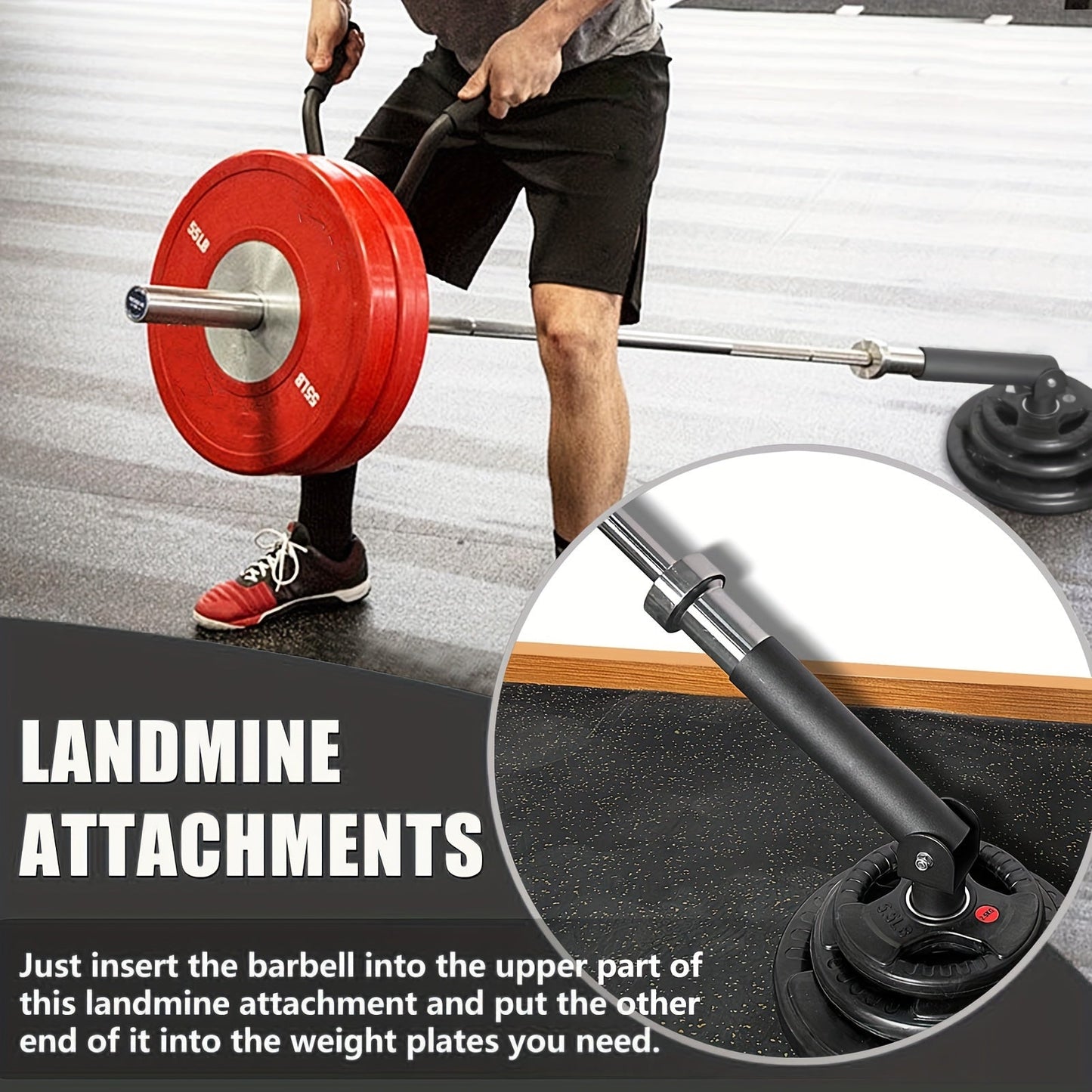 Heavy Duty T-Bar Row Barbell Attachment - High-Quality Iron(Black)-4