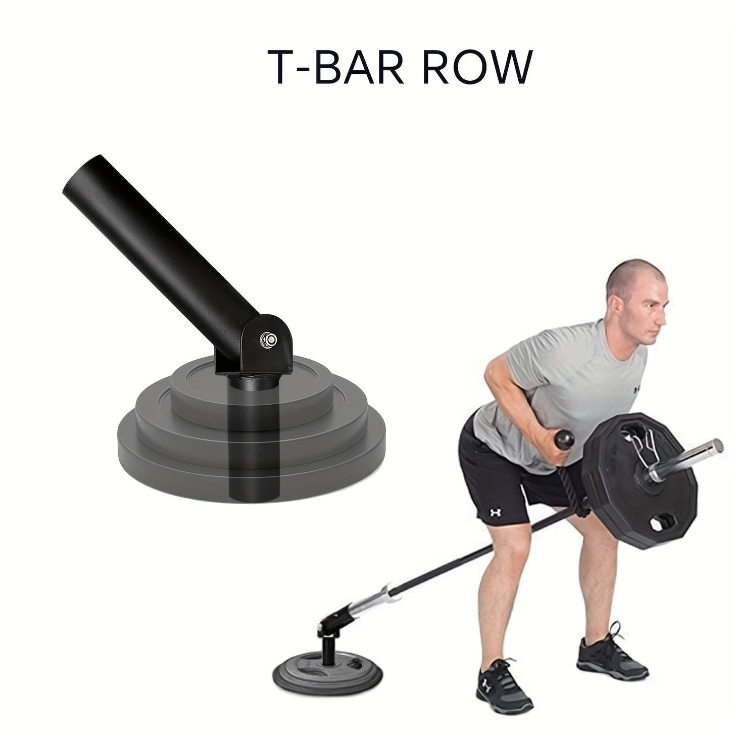 Heavy Duty T-Bar Row Barbell Attachment - High-Quality Iron(Black)-2