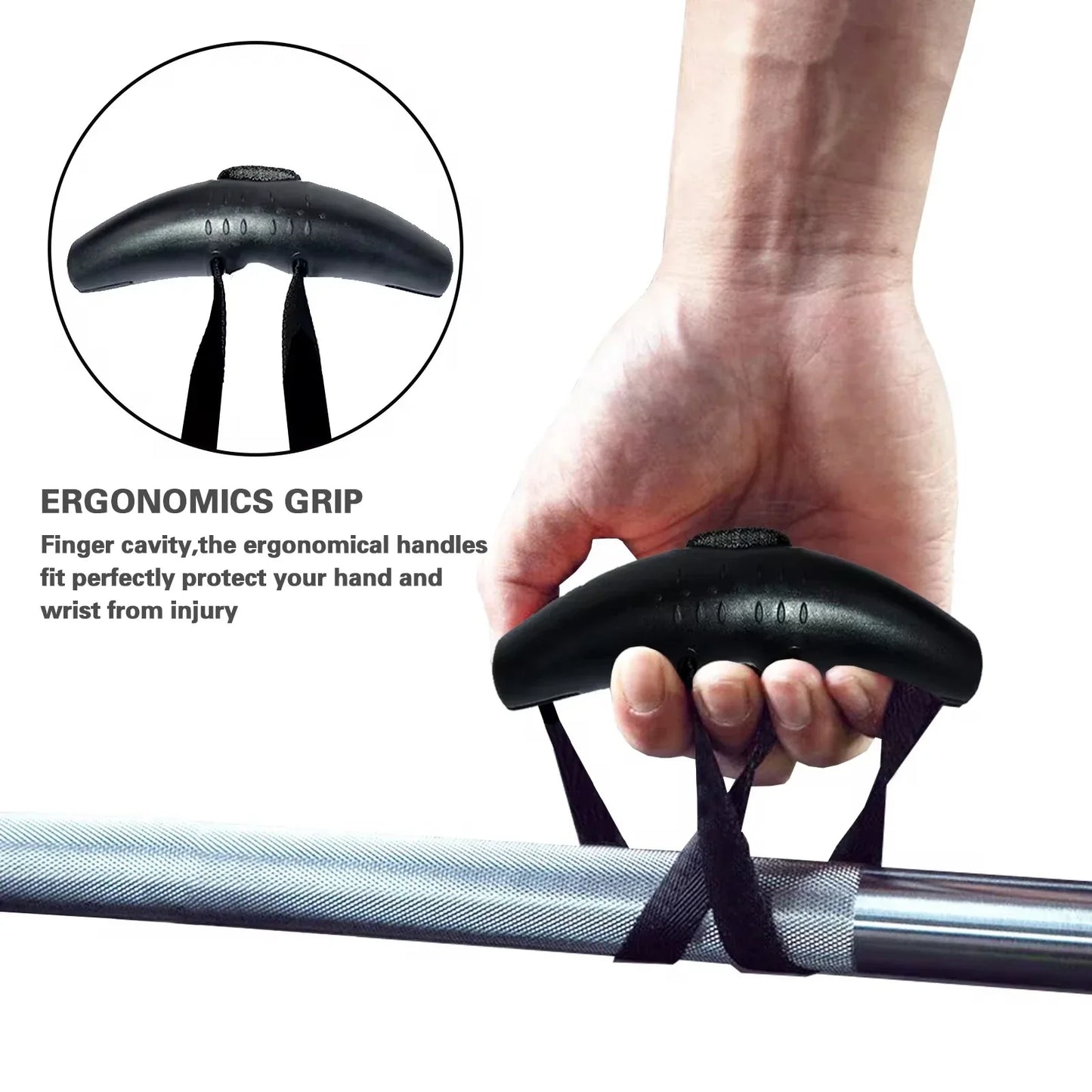 Heavy Duty Pull Up Handles Rubber Neutral Grip Black-2