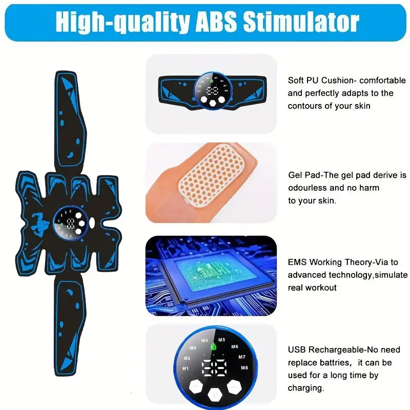 Abdominal Muscle Stimulator Trainer with 6 Modes and 19 Intensity Levels-3