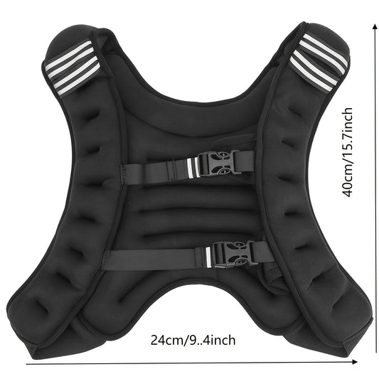 10kg Weighted Fitness Vest - Adjustable Bodyweight Trainer(Black)-1